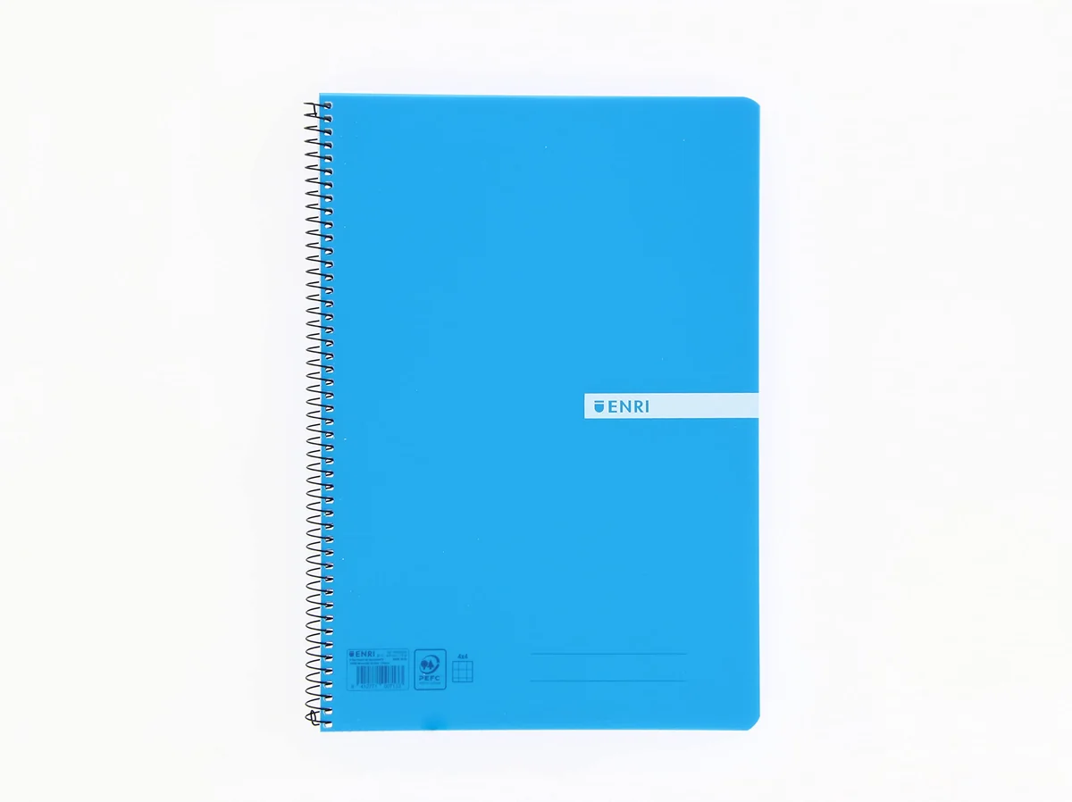 Enri Cuadernos A4 (Folio) 5 Unidades, Tapa plástico,80 Hojas Cuadrícula 4x4