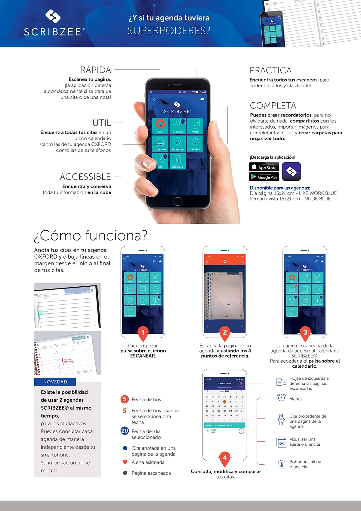 Libreta Oxford grapada A4 48 h Openflex 40 raya