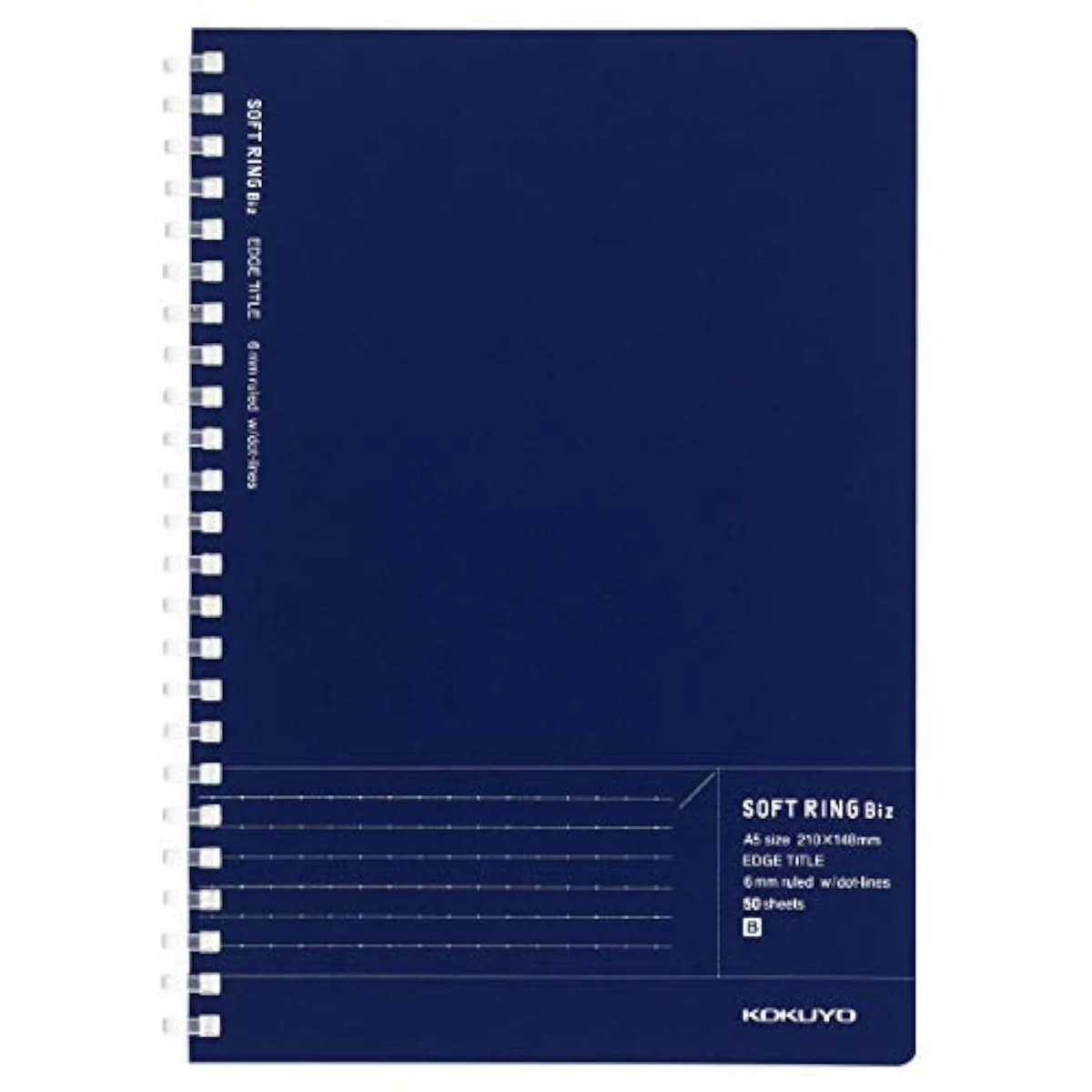 Kokuyo Soft Ring Biz - Cuaderno (A5-50 hojas, línea de puntos, 2 unidades), color azul marino