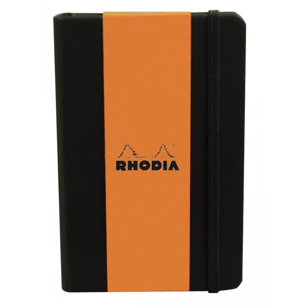 RHODIA 118769C - Carnet Rigide Webnotebook Noir - A5 - Pointillés Dot - 192 pages - Papier Clairefontaine Ivoire 90 g/m² - Marque-Page, Fermeture Élastique - Couverture Simili Cuir