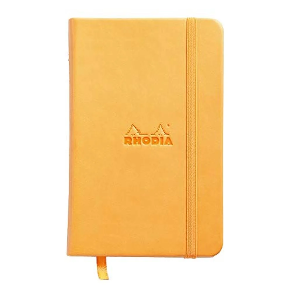 RHODIA 118769C - Carnet Rigide Webnotebook Noir - A5 - Pointillés Dot - 192 pages - Papier Clairefontaine Ivoire 90 g/m² - Marque-Page, Fermeture Élastique - Couverture Simili Cuir
