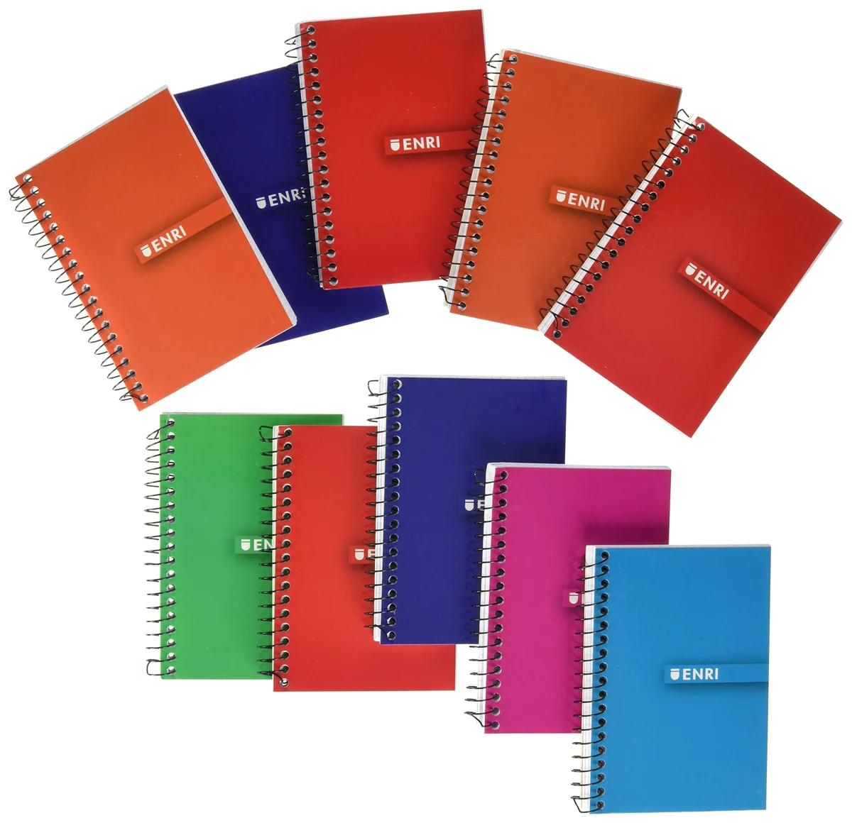 Cuadernos 8º(A6) Enri. Pack de 10 unidades. Tapa blanda. Cuadrícula 4x4. Colores aleatorios.