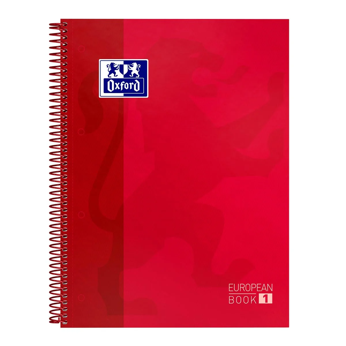 Oxford, Cuaderno A4, cuadricula 5x5, tapa extradura, microperforado, libreta A4 Europeanbook 1, color rojo