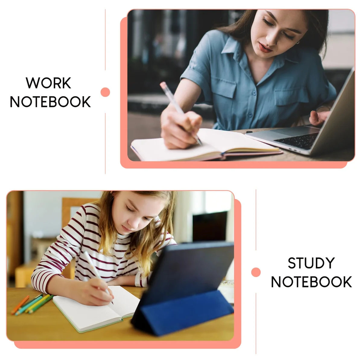 Stationery Island Cuaderno Rayado A5, Tapa Dura con Forro de Libreta con Papel Grueso Premium de 120 g/m², 180 Páginas de Tapa Dura con Rayas Para Escribir, Estudiar, Planificar, Escribir en Diario