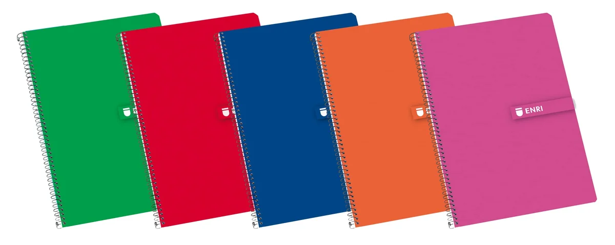 Enri, Cuadernos A4 (Folio), Tapa Dura, 80 Hojas Rayadas. Pack 5 Libretas, Colores Aleatorios