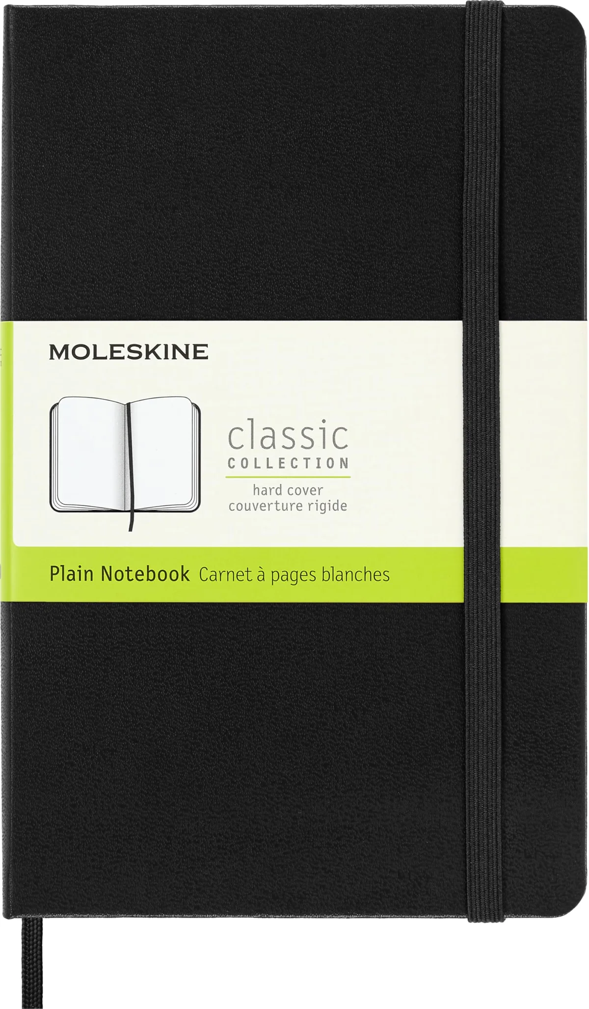 Moleskine Classic Notebook, Cuaderno con Páginas Blancas, Tapa Dura y Cierre Elástico, Tamaño Medium 11,5 x 18 cm, Color Negro, 208 páginas