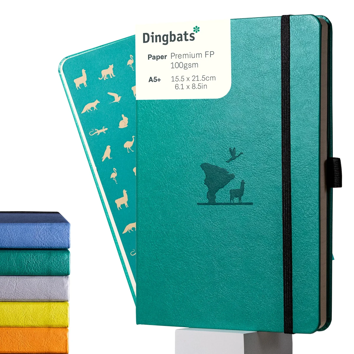 Dingbats* - Earth Cuaderno A5 Punteado - Mediano Libreta de Tapa Dura Cuero PU - Cierre Elástico, Soporte para bolígrafos, Marcador