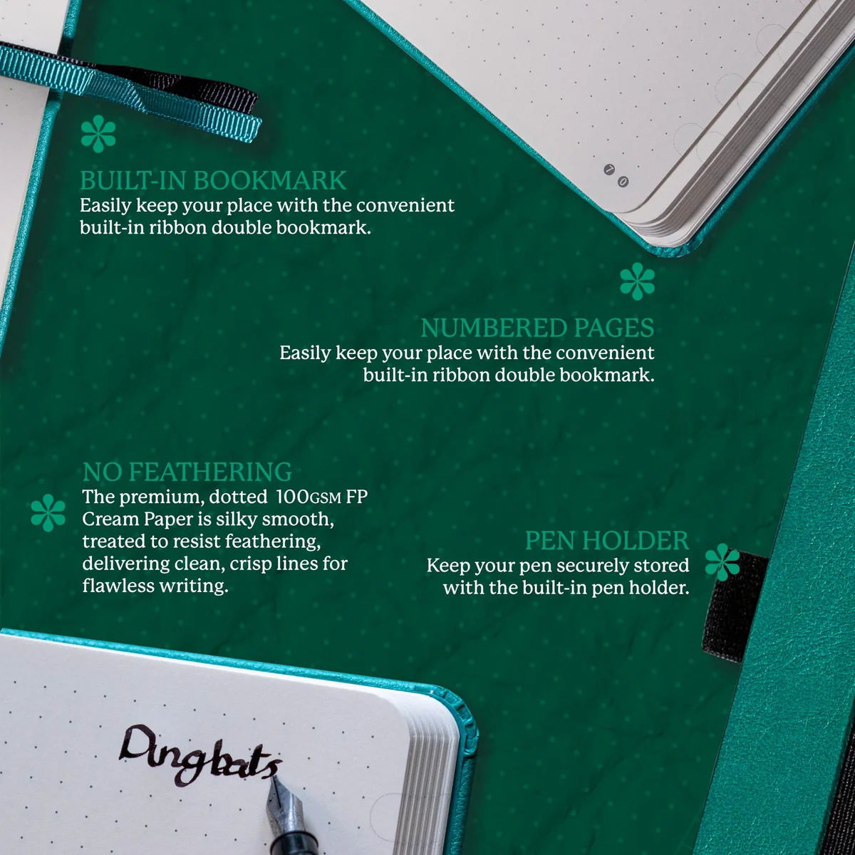 Dingbats* - Earth Cuaderno A5 Punteado - Mediano Libreta de Tapa Dura Cuero PU - Cierre Elástico, Soporte para bolígrafos, Marcador