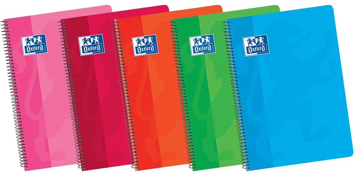Oxford Classic, Cuadernos A5, Pack de 5, Tapa Blanda, Cuadrícula 4x4, Colores surtidos