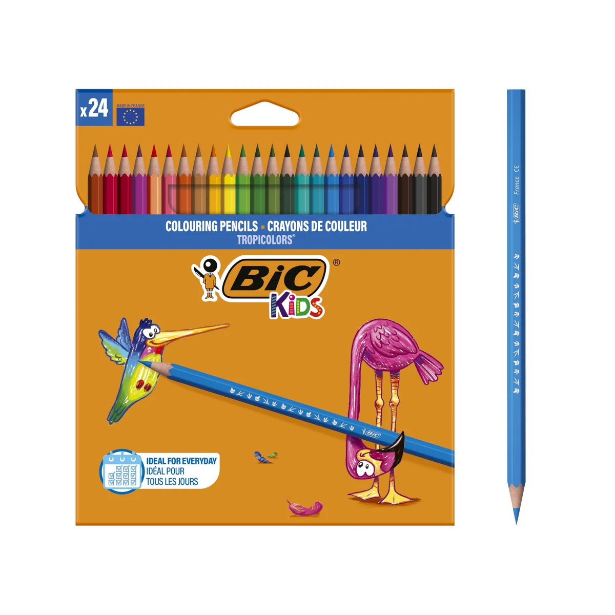 BIC Kids Lápices de Colores para Niños, Óptimo para material escolar,Tropicolors, Colores Surtidos, 2,9mm, Blíster de 24