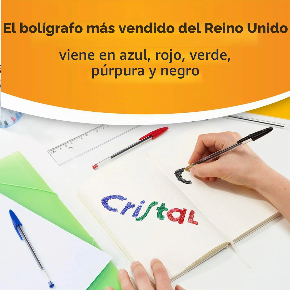 Bic Cristal Original 8373631 - Caja de 50 Unidades, Bolígrafos Punta Media (1,0 Mm), Color Negro