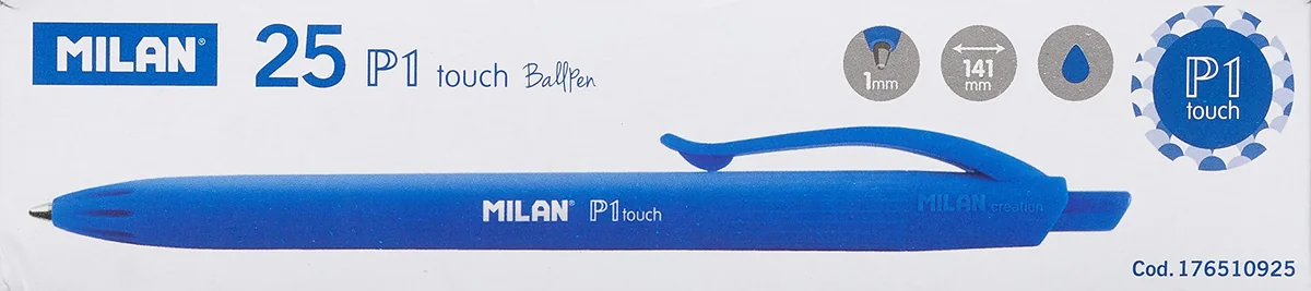 MILAN® Caja expositora 25 bolígrafos P1 touch azul