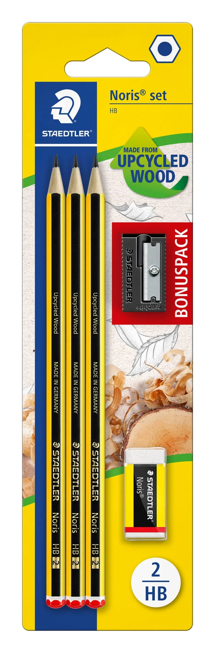 STAEDTLER Noris 120 Set escolar – 3 HB, goma & sacapuntas
