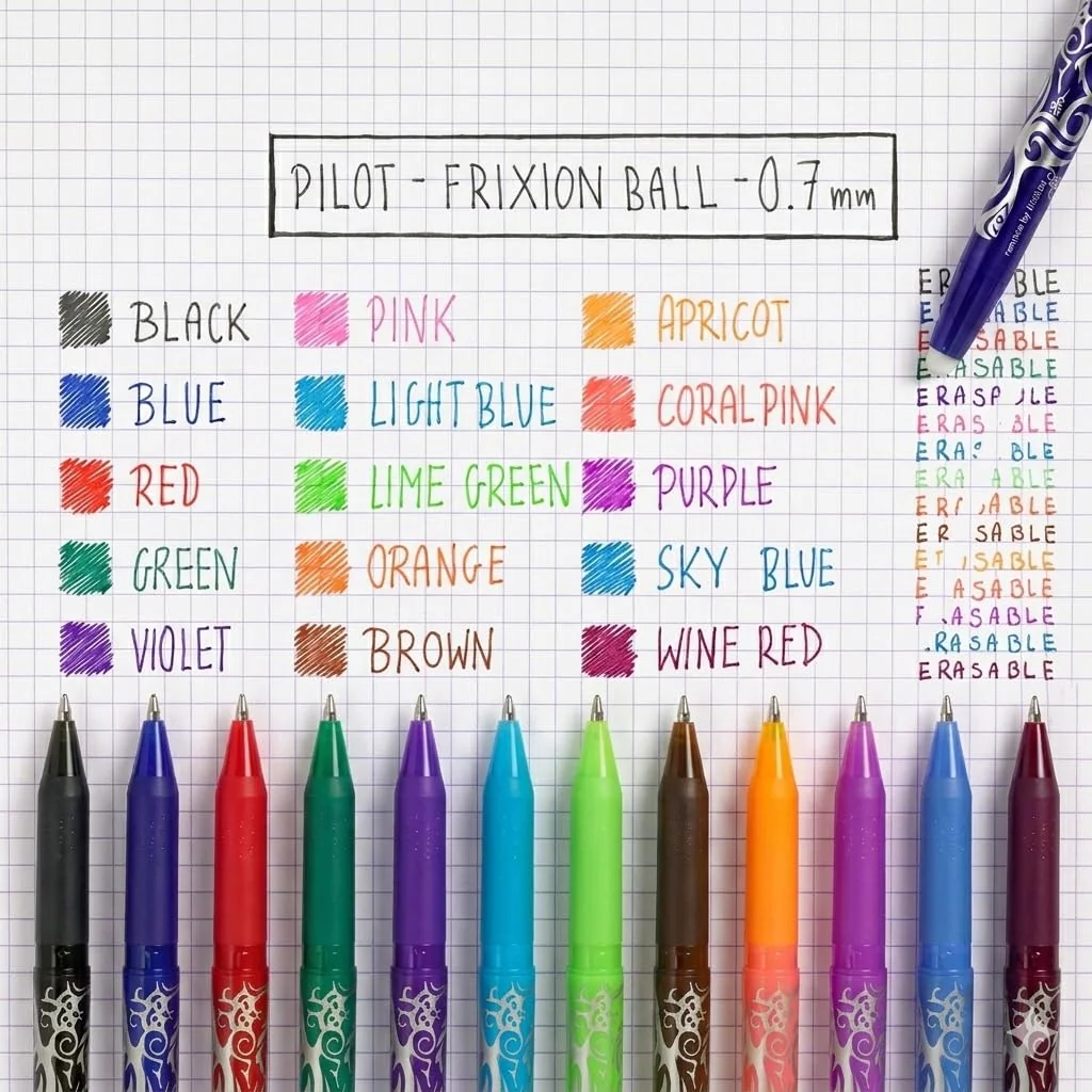 PILOT - Caja de 3 FriXion Ball - Bolígrafo Borrable con Tinta Termosensible - Bolígrafo Rollerball Recargable - Azul - Punta Media