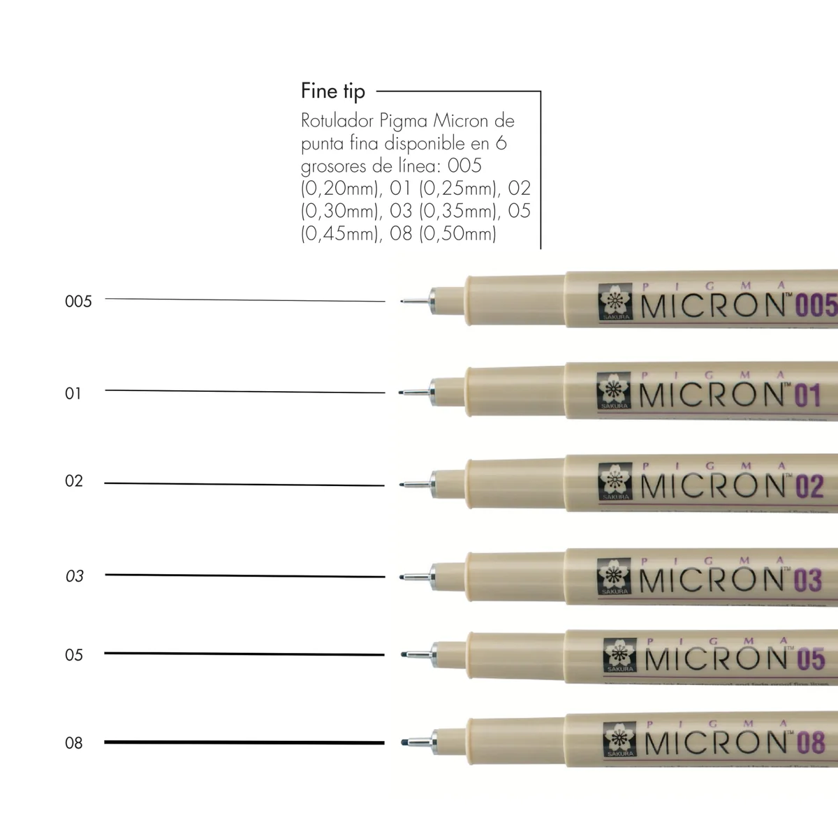 SAKURA Pigma Micron Bolígrafos Punta Calibrada Set de 6, Tinta negra permanente resistente al agua, Variedad de tamaños | Bolígrafos para escribir, dibujar y llevar un diario