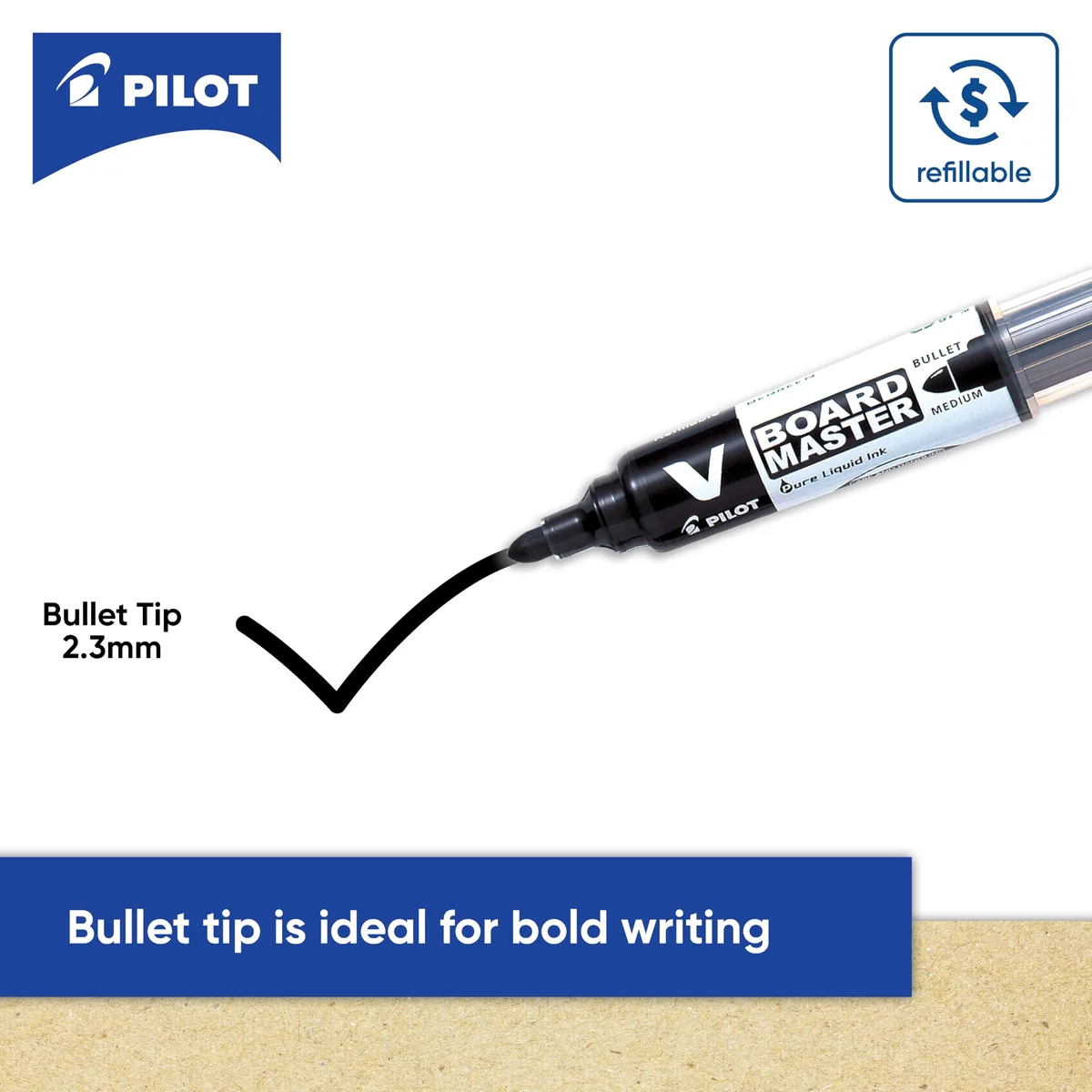 PILOT - Caja de 5 V-Board Master - Rotuladores pizarra blanca - Tinta borrado en seco - Recargable con tinta líquida colores intensos - Begreen - Negro, Azul, Rojo, Verde, Naranja - Punta Media