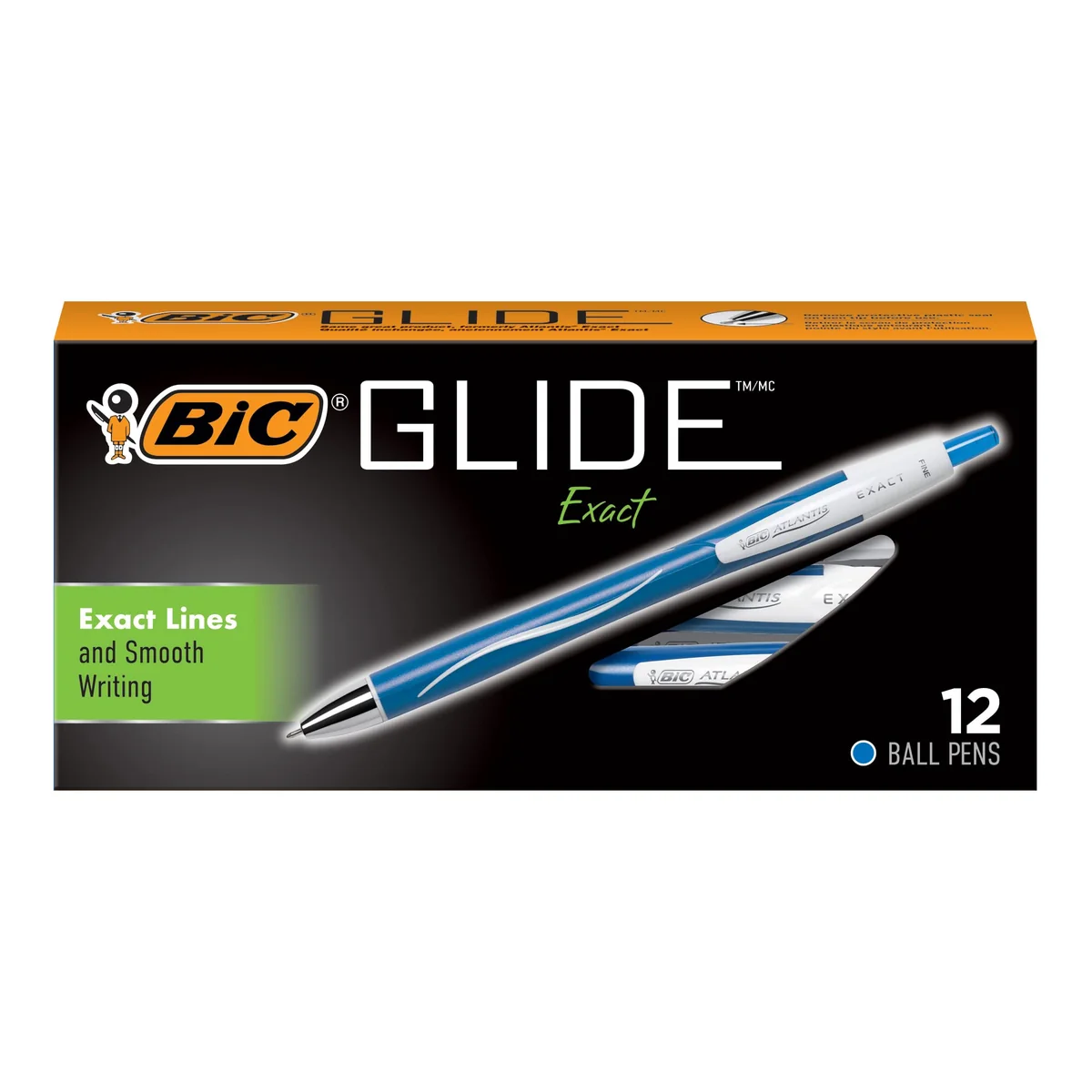 BIC Atlantis Exact Retractable Ball Pen, Fine Point (0.7 mm), Blue, 12-Count by BIC