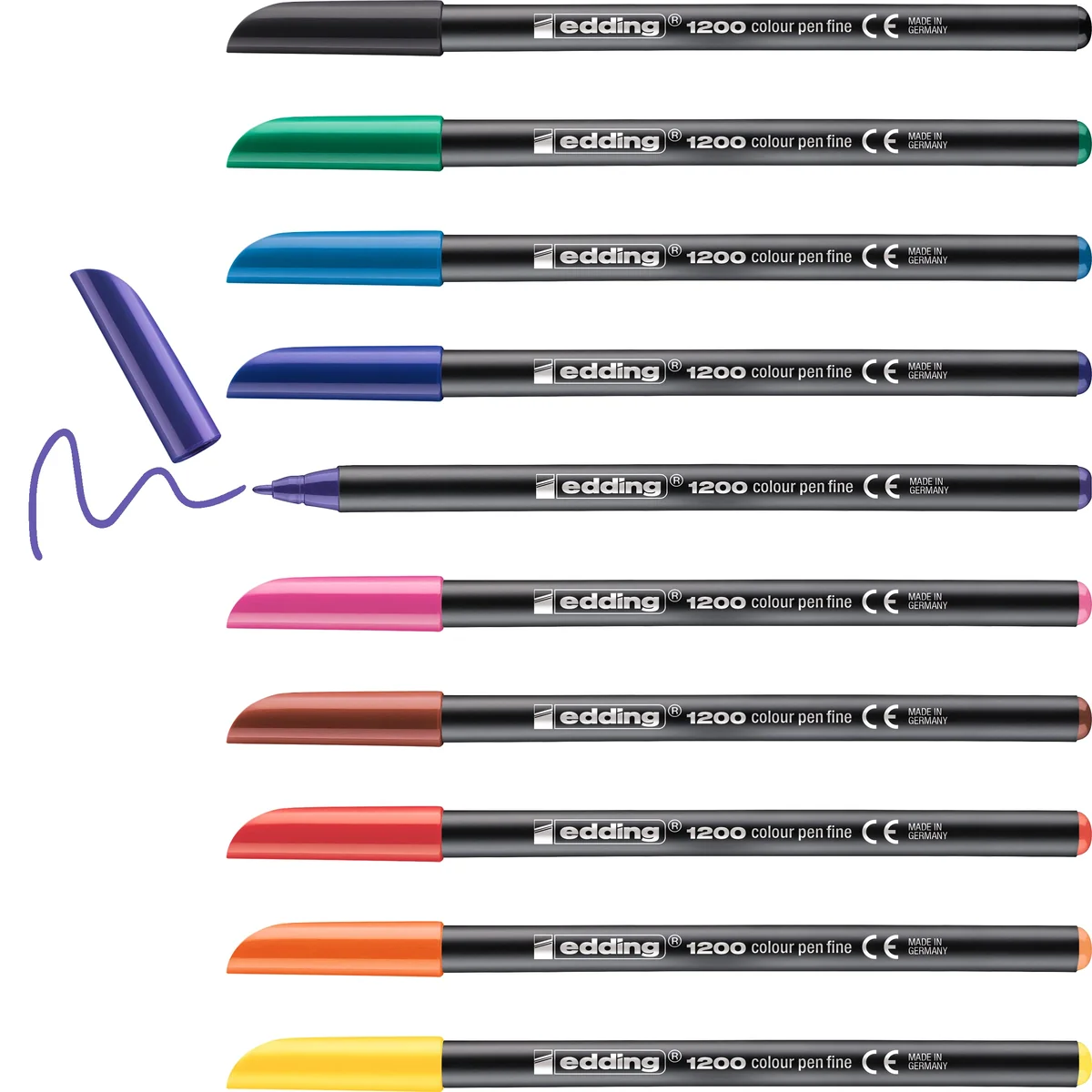 Edding 1200-10S - Estuche de Metal con 10 Rotuladores 1200 - Multicolor