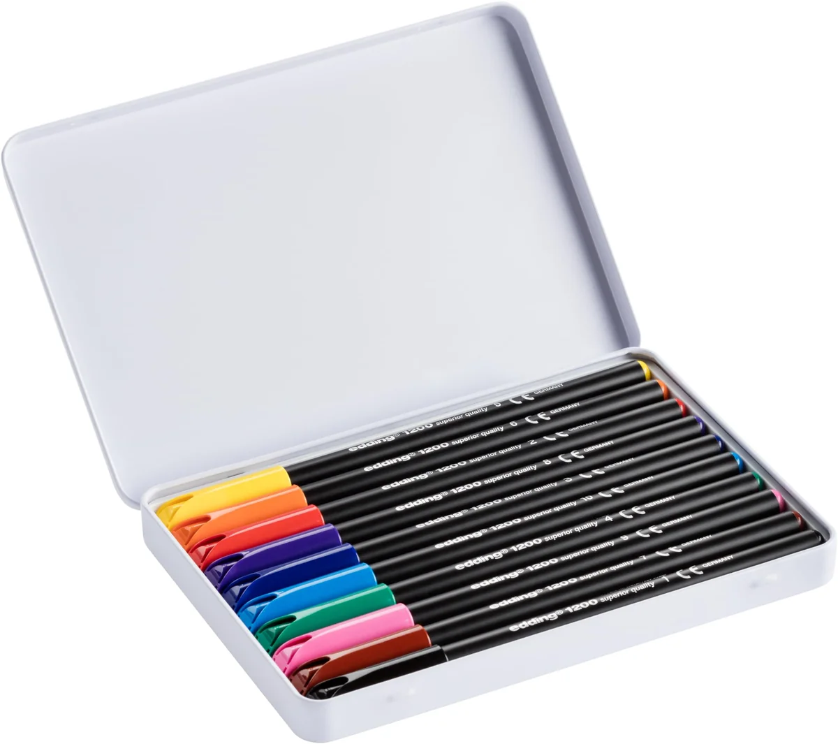 Edding 1200-10S - Estuche de Metal con 10 Rotuladores 1200 - Multicolor