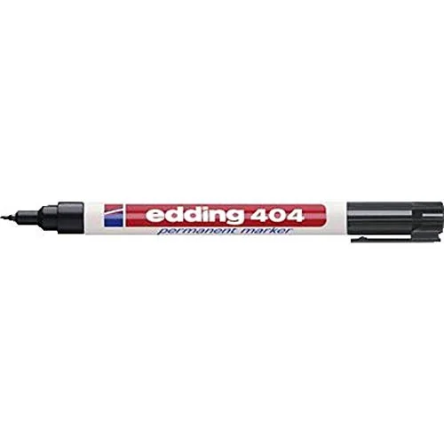 edding 404 marcador permanente, negro, 1 rotulador, punta extra fina redonda 0,75 mm, resistente al agua, de secado rápido, rotuladores indelebles, para cartón, plástico, madera, metal, vidrio