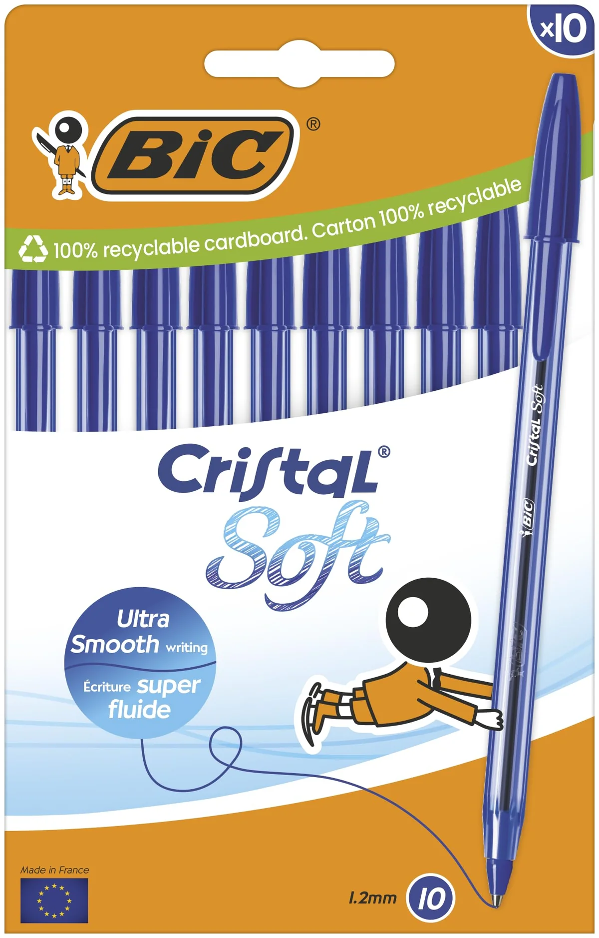 BIC Cristal Soft Bolígrafos de Punta Media (1,2 mm) Set Formato Especial - Colores Surtidos, Pack de 20