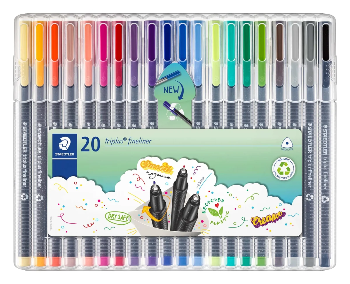 STAEDTLER triplus fineliner 334 – 20 colores, 0,3 mm, triangular