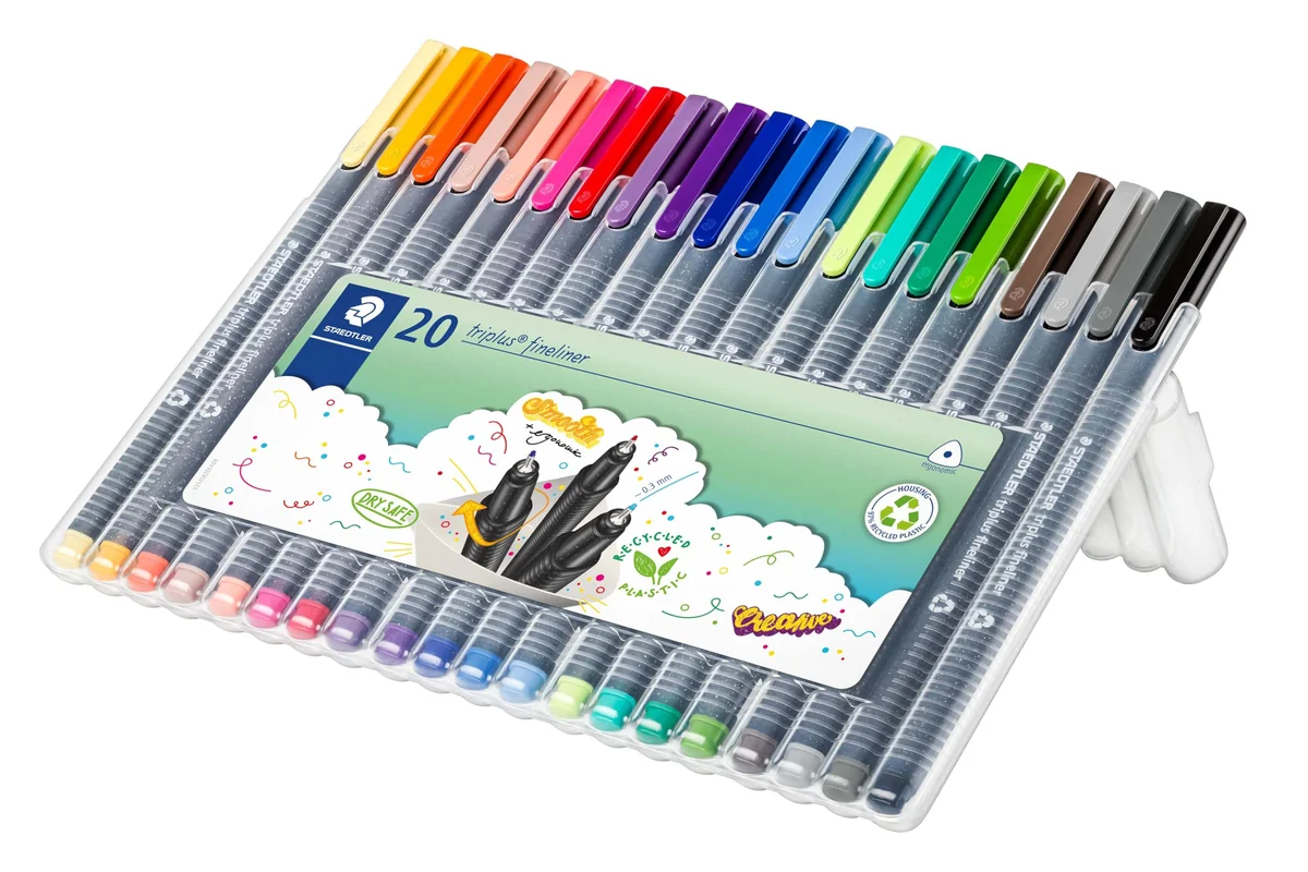 STAEDTLER triplus fineliner 334 – 20 colores, 0,3 mm, triangular