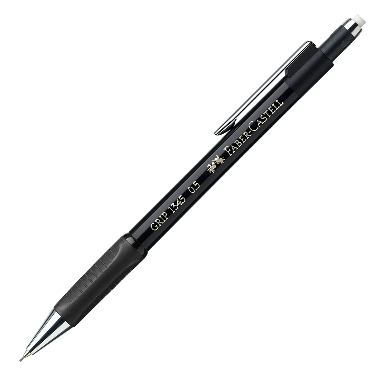 Faber-Castell Portaminas Grip 1345 99, grosor de la mina: 0,5 mm (negro con 24 minas de repuesto)