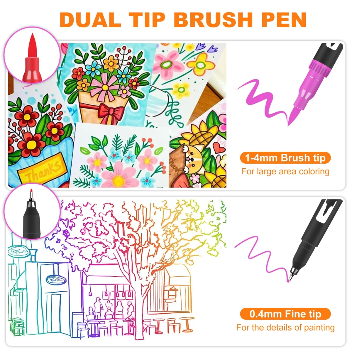 Lyuvie 60 Colores Rotuladores Lettering Rotuladores Punta Pincel Doble Punta para Adultos y Artistas, Punta Fina Lettering Kit para Principiantes, Caligrafía, Dibujar