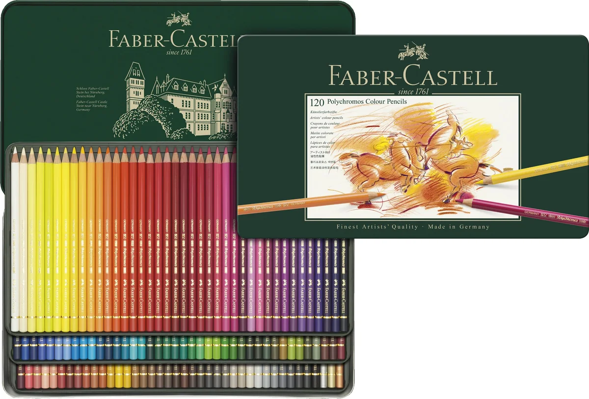 FABER-CASTELL - Polychromos, 120 colores, estuche metálico