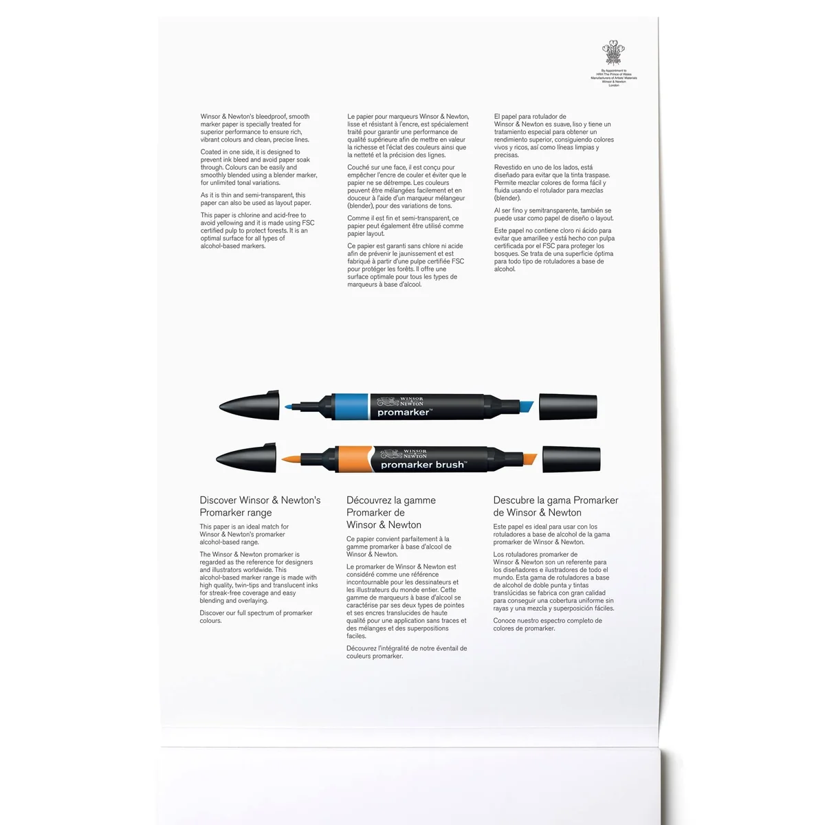 Winsor & Newton Bloc Papel rotuladores, Blanco, DIN A4