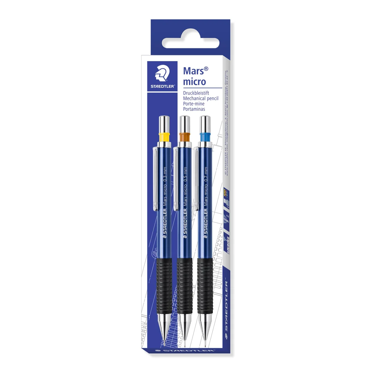 STAEDTLER Mars micro 775 Portaminas – pack 3, 0,5 & 0,7 mm