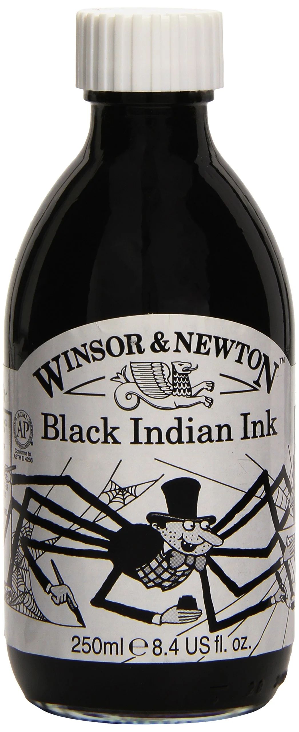 Winsor & Newton Tinta para Dibujo Drawing Ink - frasco de 250ml, tinta china negra, indian ink, resistente al agua y la luz