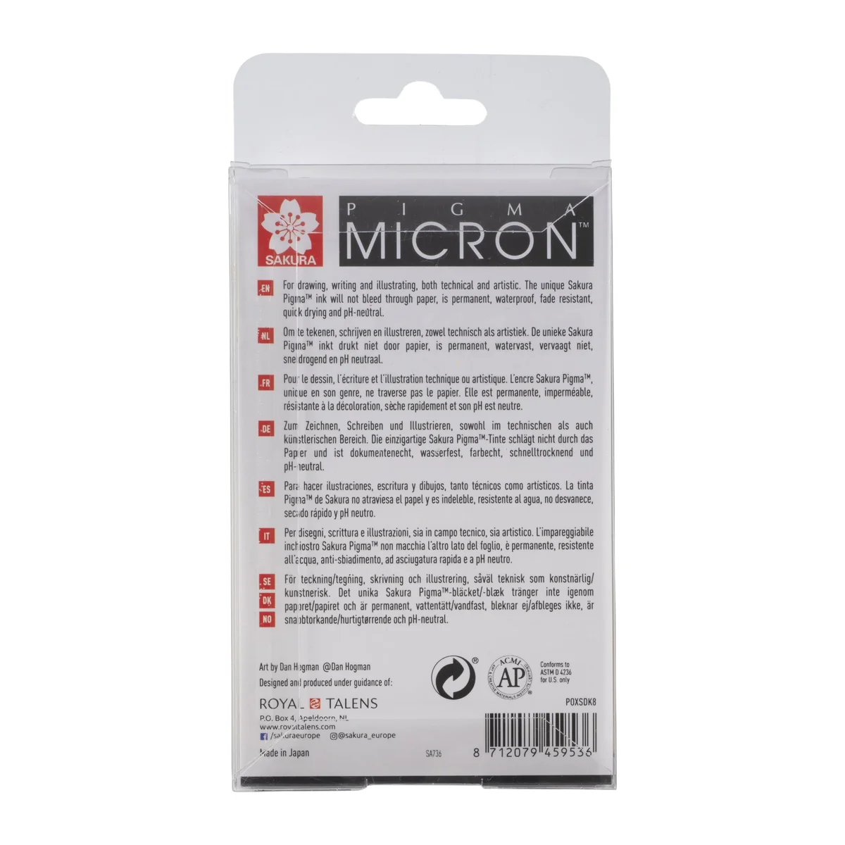 SAKURA Pigma Micron Callibrée Point Set de 8 | Tinta negra permanente y resistente al agua, tamaños surtidos | Rotuladores para escribir, dibujar y escribir diarios