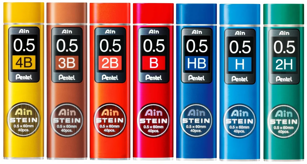 Pentel C275-2BO Ain Stein - Minas para portaminas (0.5 x 60 mm, dureza 2B, 40 unidades)