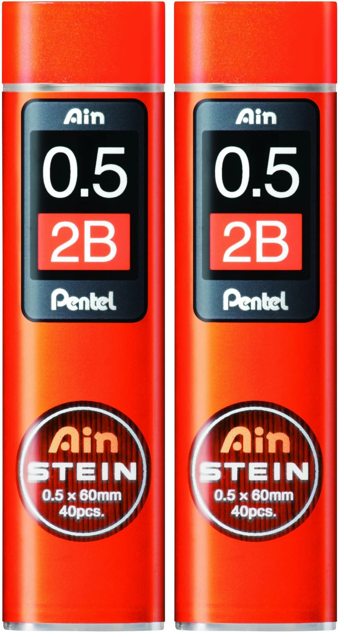 Pentel C275-2BO Ain Stein - Minas para portaminas (0.5 x 60 mm, dureza 2B, 40 unidades)
