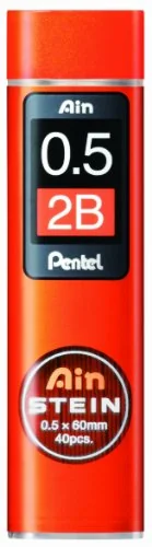 Pentel C275-2BO Ain Stein - Minas para portaminas (0.5 x 60 mm, dureza 2B, 40 unidades)