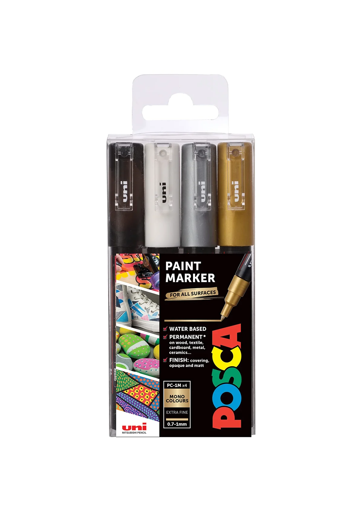 Posca PC-1M - Pack de 4 rotuladores de pintura al agua