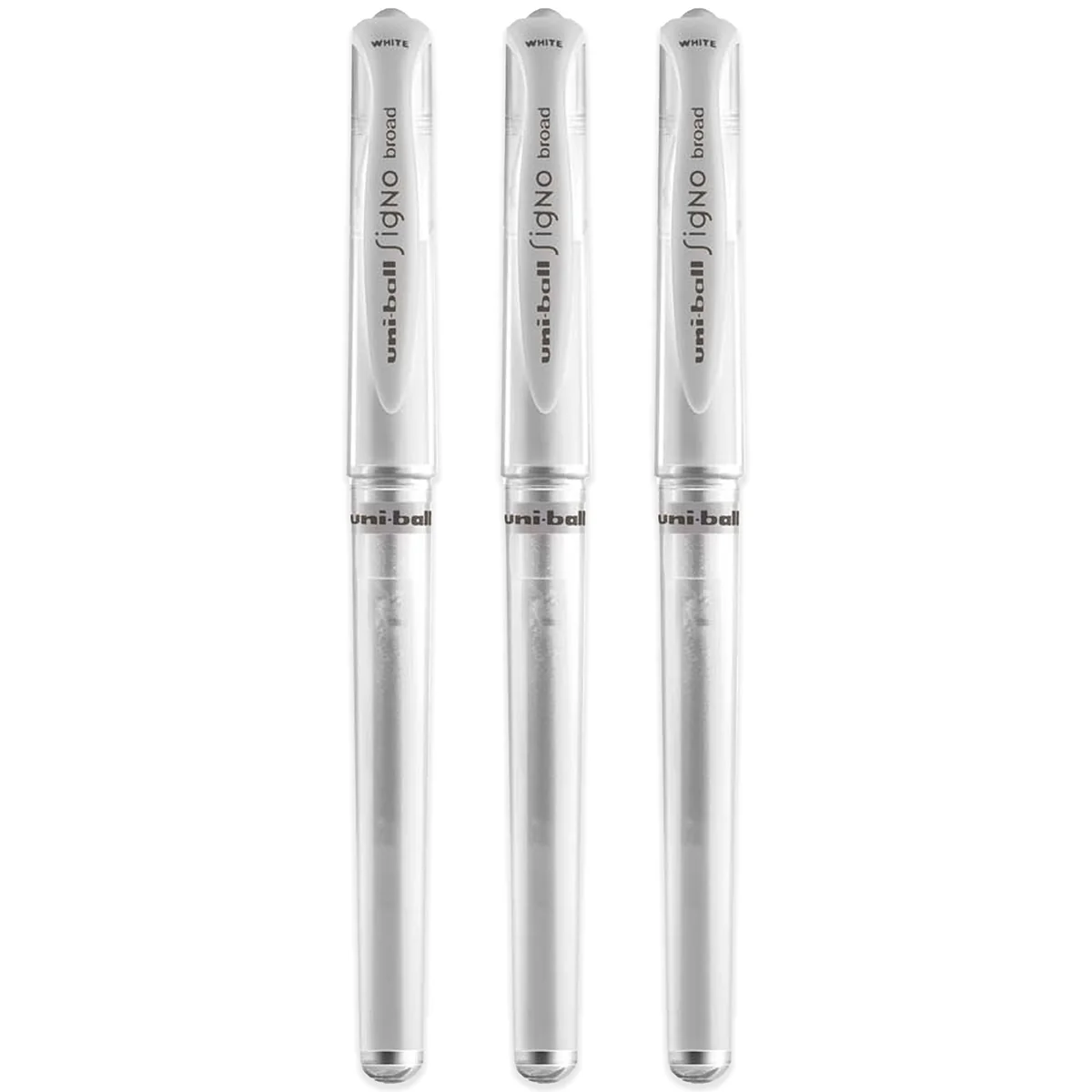 Uni-Ball UM-153 Signo Broad Point Gel Pen White Boligrafo de Gel Punta Gruesa 1mm (Pack de3)
