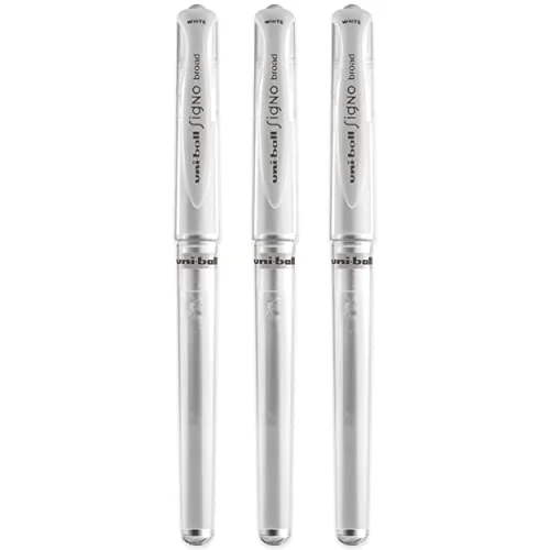 Uni-Ball UM-153 Signo Broad Point Gel Pen White Boligrafo de Gel Punta Gruesa 1mm (Pack de3)