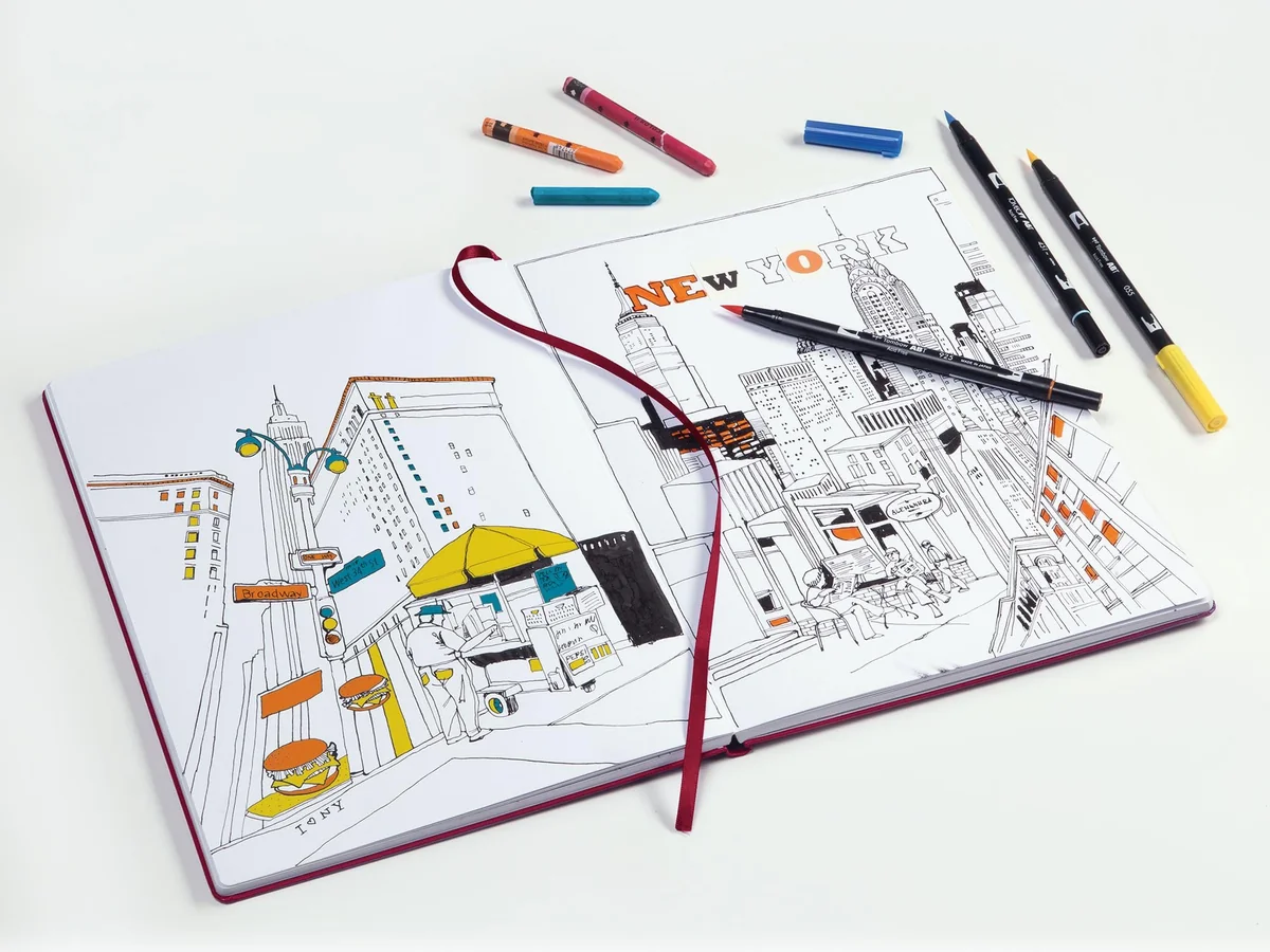 LEUCHTTURM1917 362362 Sketchbook Medium (A5), Tapa Dura, 112 páginas (150 g/m2), Lisa, Negro