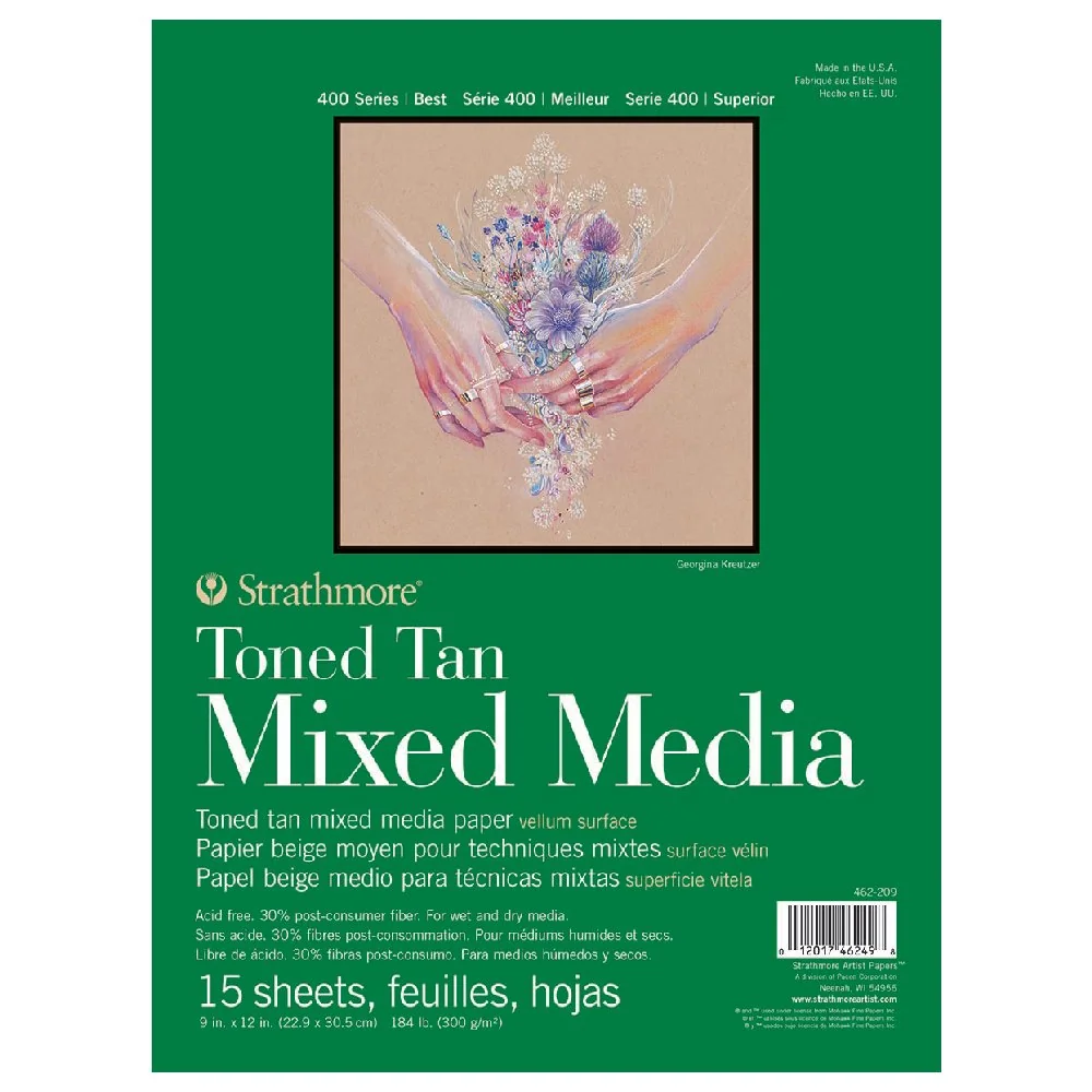 Strathmore 400 Series Toned Mixed Media Pad, 184 lb. Paper, 9 X 12 inches, Tan, 15 Sheets (462-209)