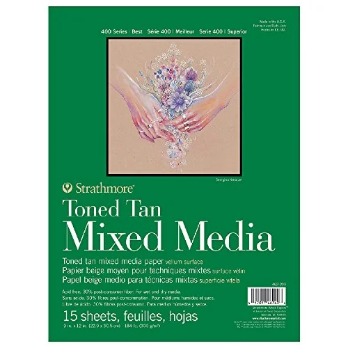 Strathmore 400 Series Toned Mixed Media Pad, 184 lb. Paper, 9 X 12 inches, Tan, 15 Sheets (462-209)