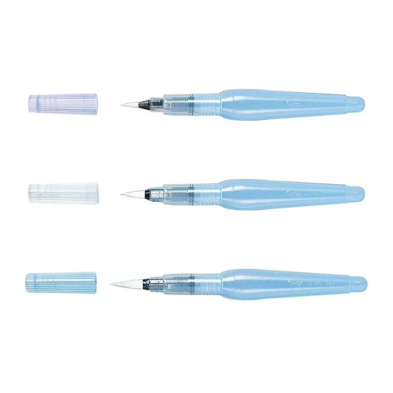 Pentel Aquash Brush FRH, juego de 3 cepillos para depósito de agua con puntas finas/medianas y grandes (el embalaje puede variar)