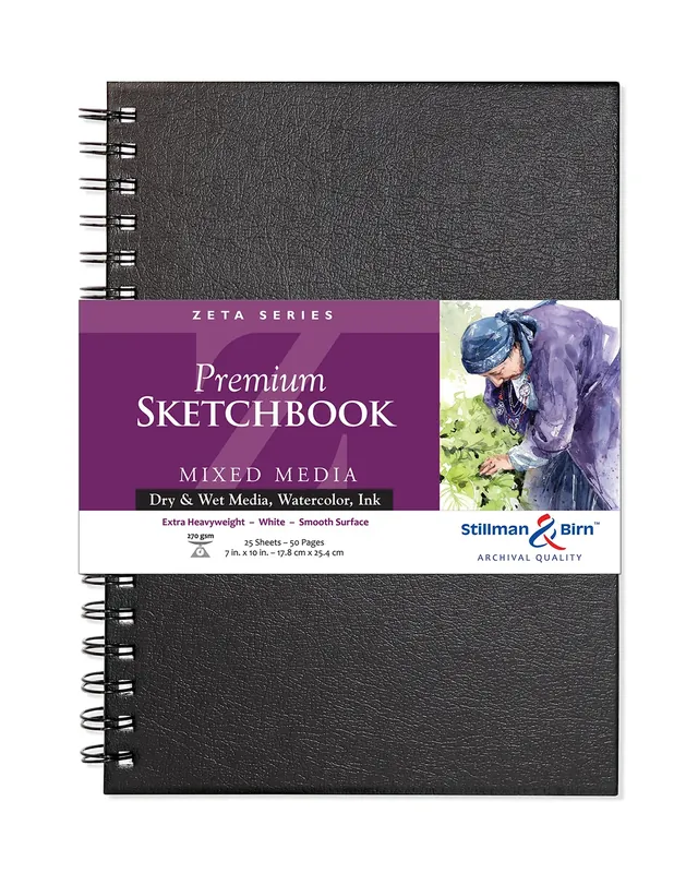 Stillman & Birn Zeta Series - Cuaderno de bocetos (espiral, 17,8 x 25,4 cm, 270 g/m2, papel blanco, superficie lisa)