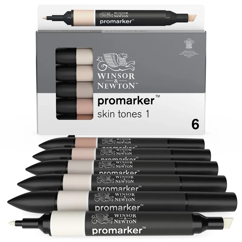 Winsor & Newton - Set de Rotuladores ProMarker, 6 Unidades, Tonos Piel Set 1