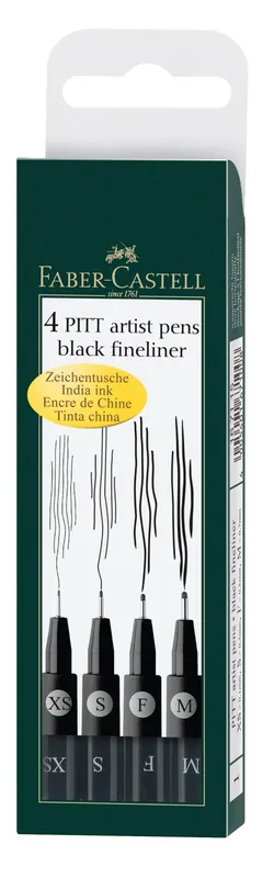 FABER-CASTELL - Pitt Artist Pen, 4 grosores, negro