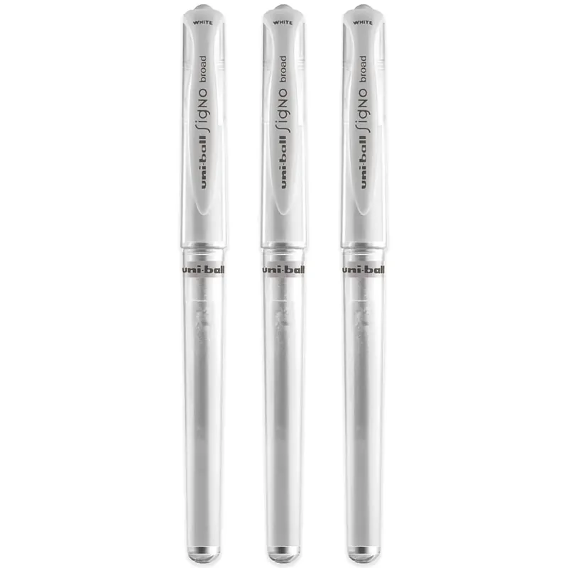 Uni-Ball UM-153 Signo Broad Point Gel Pen White Boligrafo de Gel Punta Gruesa 1mm (Pack de3)