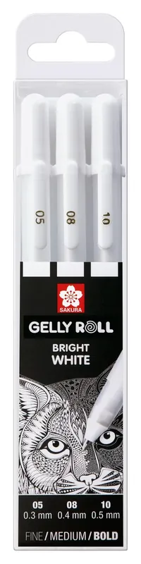 SAKURA Gelly Roll Basic Blanco Bolígrafo de Gel Set de 3, Varios Tamaños | Bolígrafos opacos para decoración, rotulación y bricolaje