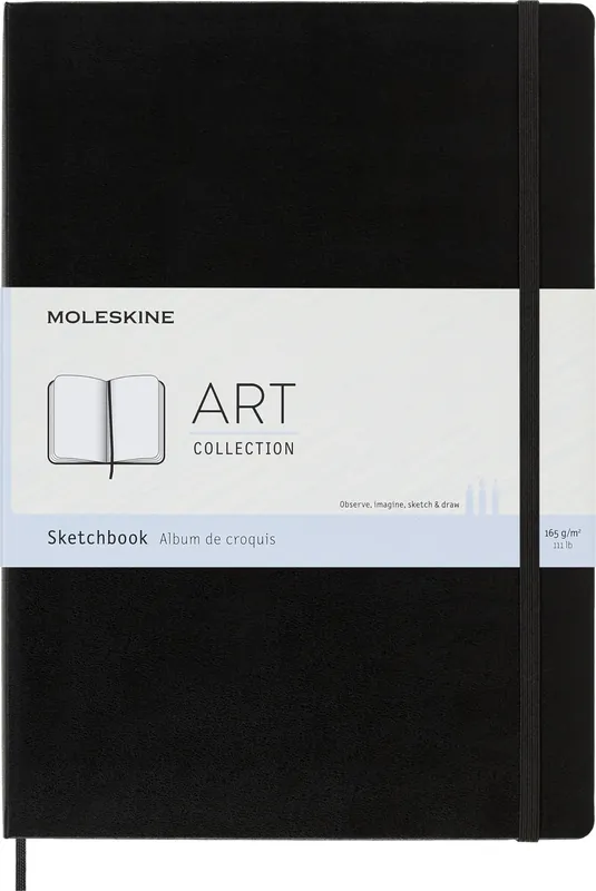 Moleskine - Cuaderno de Acuarela Art Collection, Dibujo con Tapa Dura y Cierre Elástico, Papel Adecuado para Acuarelas y Lápices de Acuarela, Color Negro, Tamaño Grande 21 x 29.7 cm, 96 Páginas